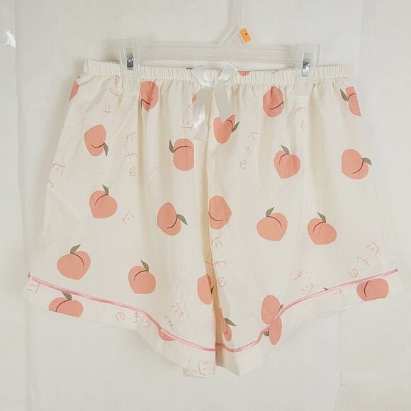 Peaches & Cream Pink Cream Pajama Set Size XL Retro Loungewear Satin Trim - Picture 7 of 13